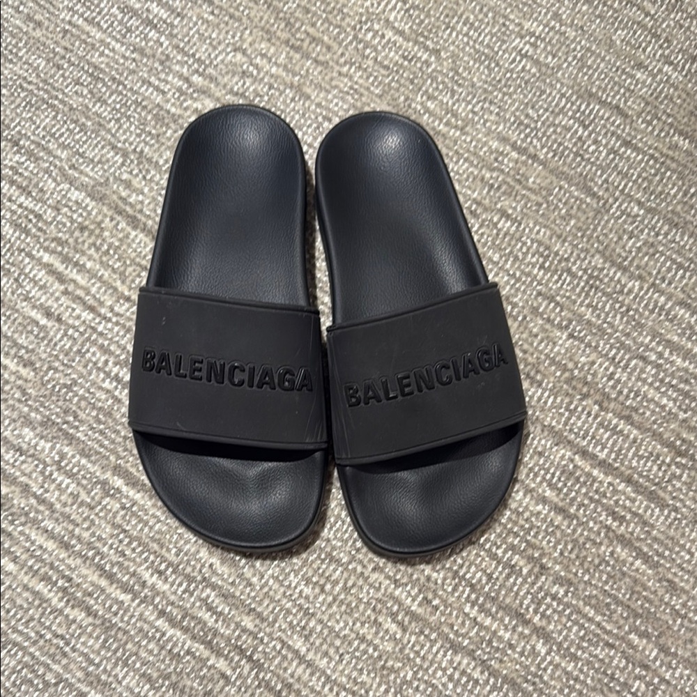 Balenciaga Black Logo Slide Sandals